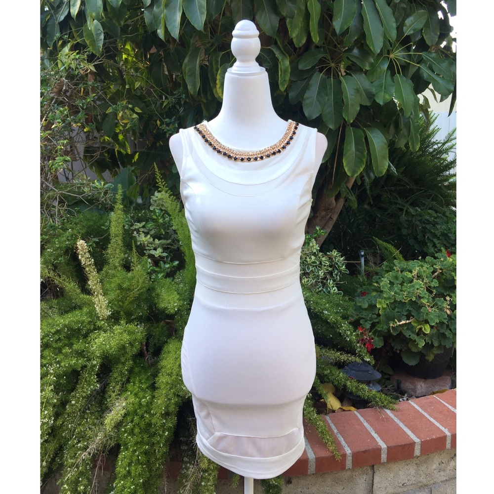 Alt. B - White Dress with Mesh & Jewels